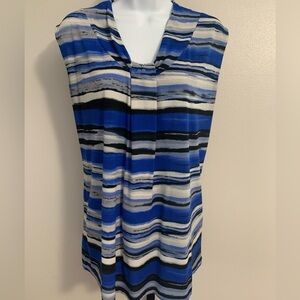 Dana Buchman Tank  with V-Neck and Abstract Stripes